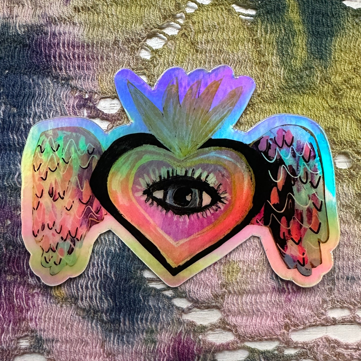 Flying Heart Holo Sticker