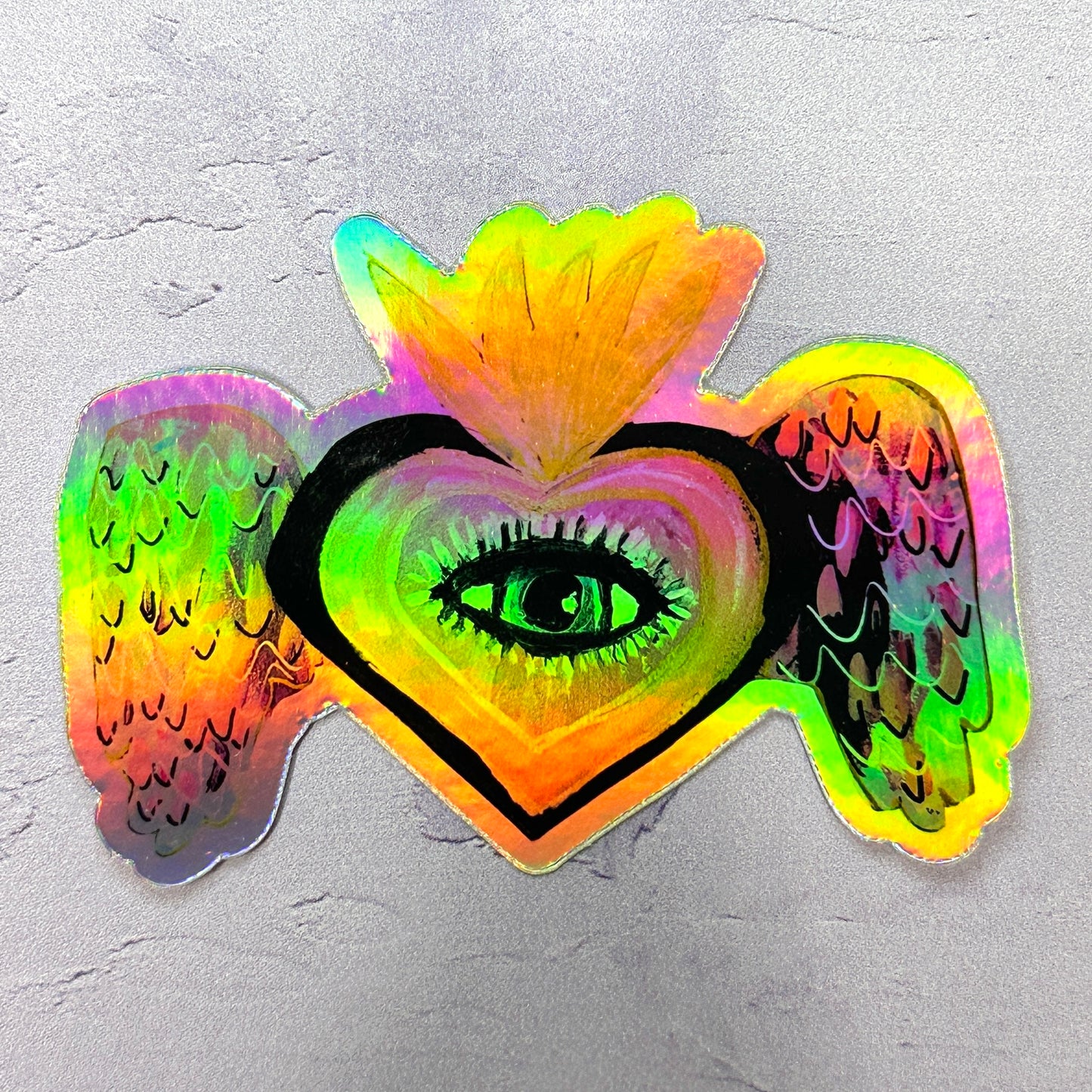 Flying Heart Holo Sticker