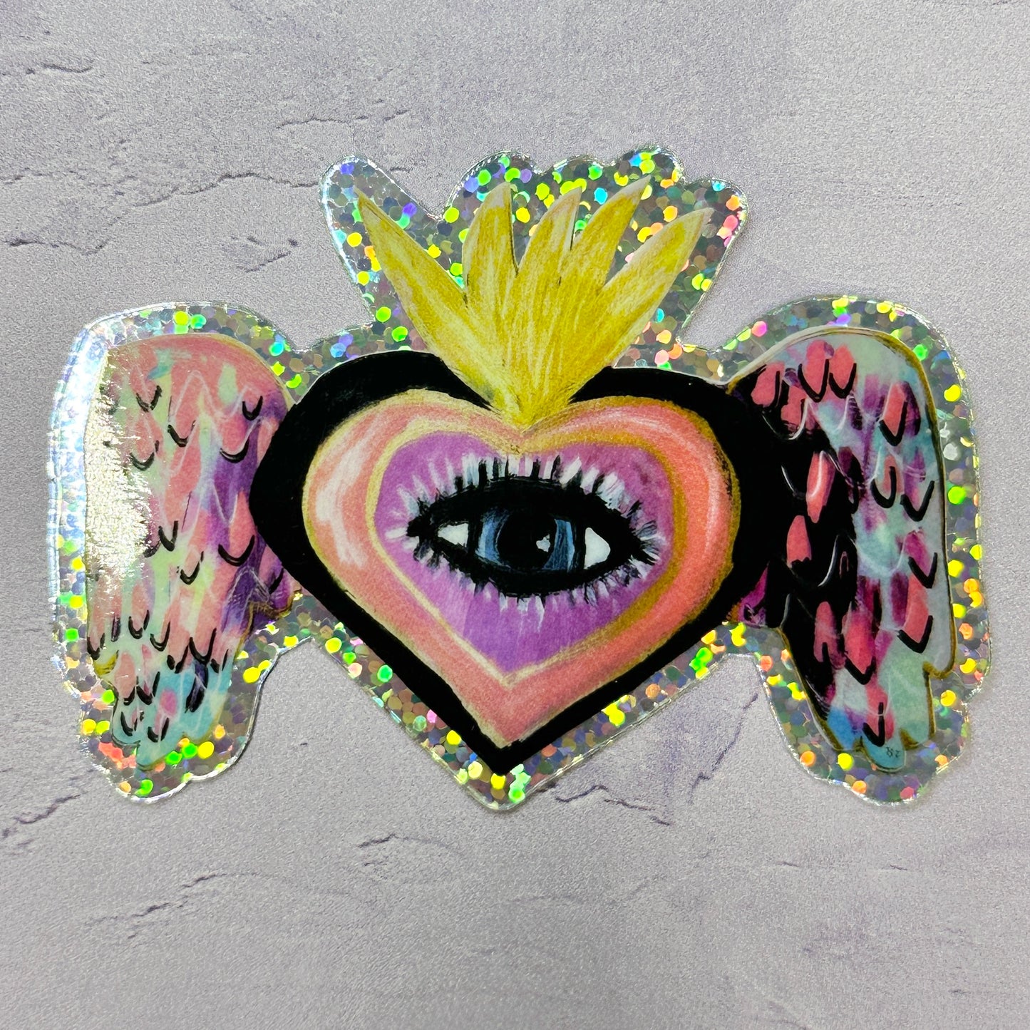 Flying Heart Eye Glitter Sticker