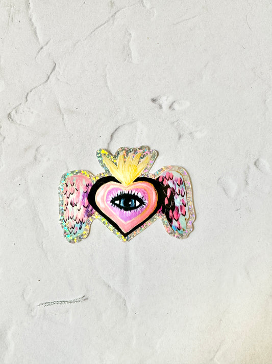 Flying Heart Eye Glitter Sticker