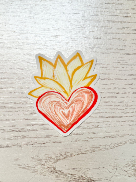 Flaming Heart Plain Sticker