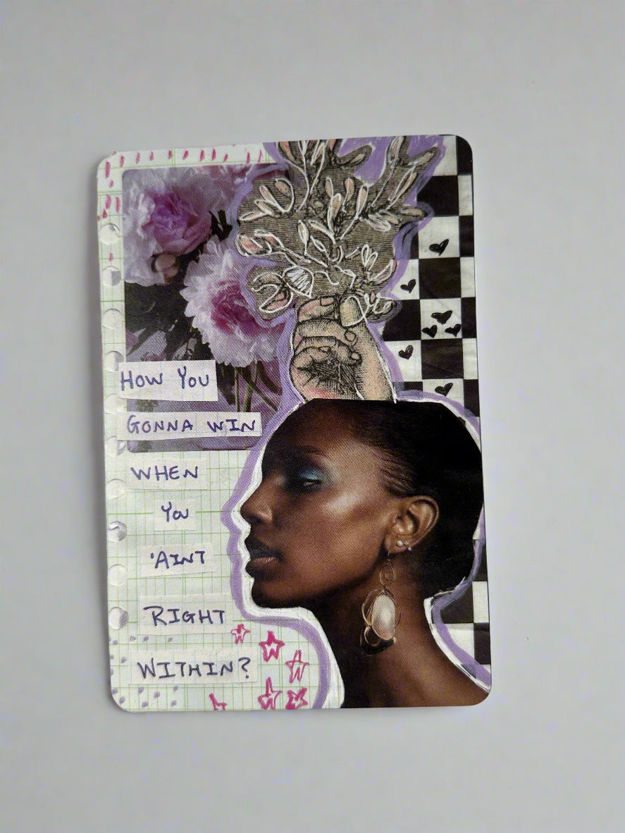 4x6 Mini Mixed Media Collage Art Print - How You Gonna Win